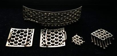 Antique blackened metal adornment including...