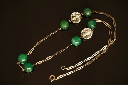 NECKLACE in 800/°° silver with green and...