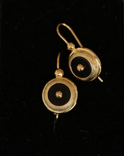 PAIR OF GOLD-PLATED DORMEUSES with circular...