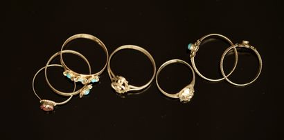SET in silver min 800/°° comprising 7 RINGS...