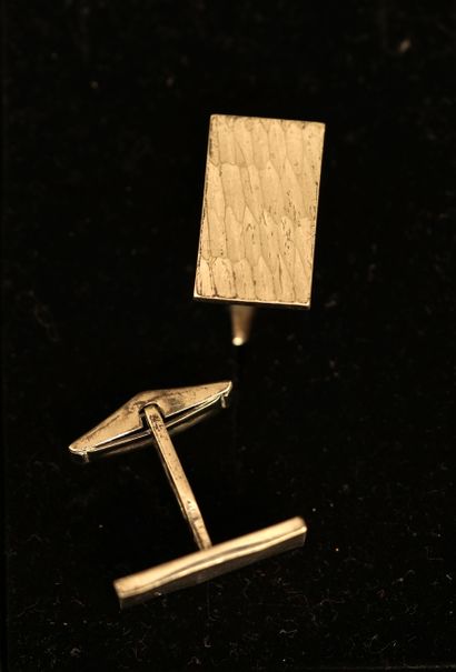 Pair of rectangular textured 800/°° silver...