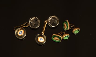 Gilded metal SET comprising 2 PAIRS OF HANDLEBUTTONS,...