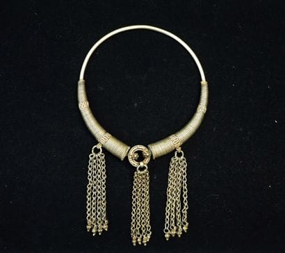 Silver-plated TORQUE NECKLACE with coiled...