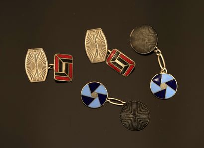 SET of 2 PAIRS OF HANDLEBUTTONS in enameled...