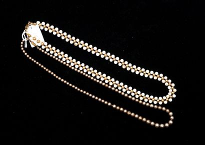 FANTAISIE - SET of 2 gold-plated metal necklaces,...