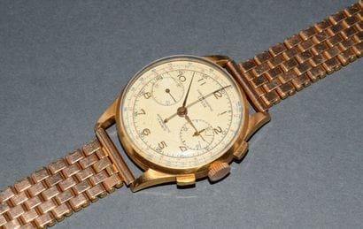 SWISS CHRONOGRAPH - BRACELET WATCH in 18K...
