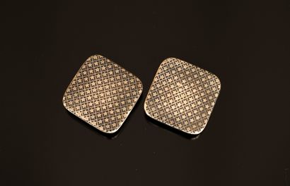 Pair of large square knobs in silver min...