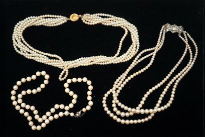 FANTAISIE - SET of 3 white imitation pearl...