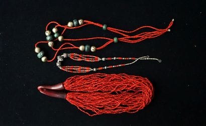 SET comprising 3 NECKLACES, one with 29 strands...