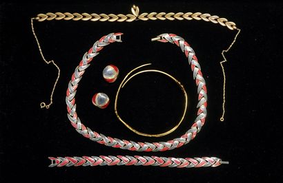 FANTAISIE - Gilded metal and gray and red...