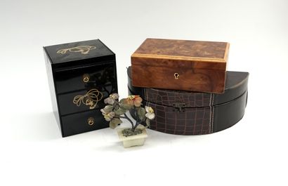 Ensemble comprenant 3 boîtes à bijoux (bois...