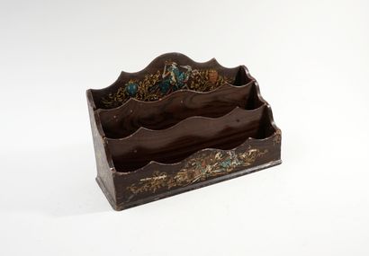 Porte courrier en bois peint à 3 compartiments...