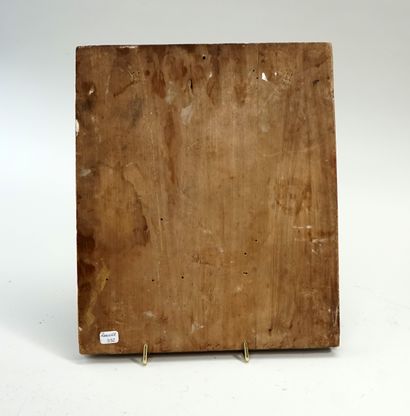 Icône polychrome russe sur bois représentant...