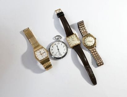 Ensemble de 3 montres bracelet vintage métal...