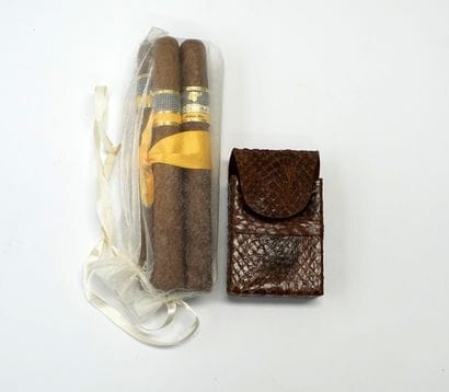 Etui à cigarette en cuir façon serpent, 8x6x2.8cm....