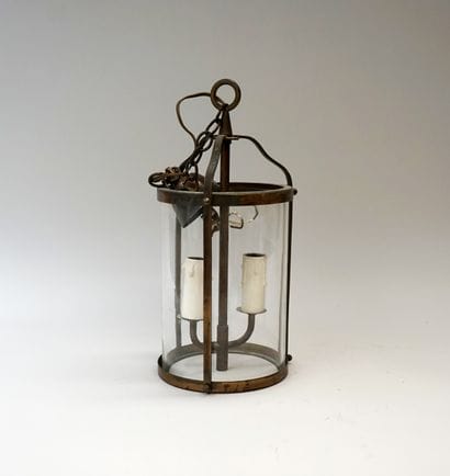 Suspension en métal et verre à 2 lumières...