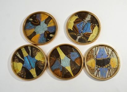 Ensemble de 5 dessous-de-verre en composite,...