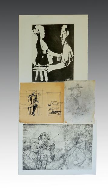 Esemble de lithographies, pointes sèches...