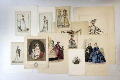 Ensemble de 8 gravures en couleurs sur la...