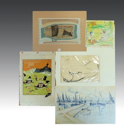 Esemble de lithographies, pointes sèches...
