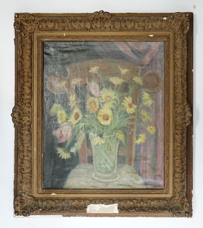 ECOLE MODERNE - Nature morte au vase de fleurs...