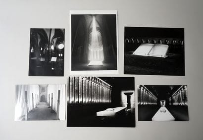 Set of black & white photographs in various...