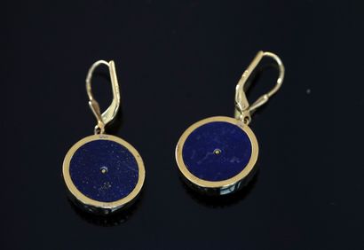 PAIR OF EAR PENDANTS in 925/°° gilt silver...