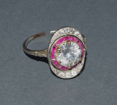 RING in platinum 950 /°° Art Deco period,...