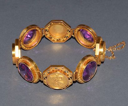 14K (585 /°°) yellow gold BRACELET set with...