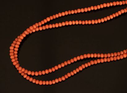 NECKLACE with double strand of small orange...