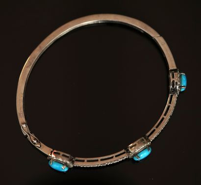 BRACELET in min. 800/°° silver with black...