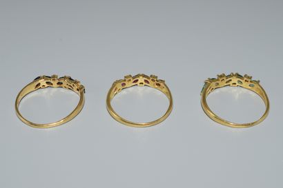 SET OF 3 HALF-ALLIANCES in 18K (750/°°) yellow...