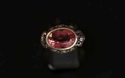 RING in silver min 800/°° and yellow gold...
