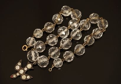 DOG NECKLACE with round faceted crystal beads...