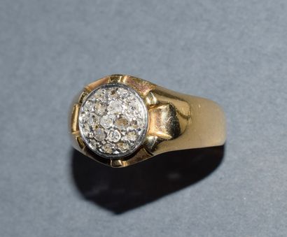 JONC RING in 18K (750 /°°) yellow gold, set...