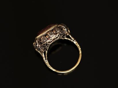 RING in silver min 800/°° and yellow gold...