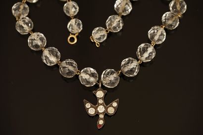 DOG NECKLACE with round faceted crystal beads...