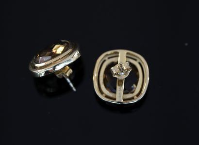 PAIR OF EARRINGS in 925/°° gilt silver (vermeil),...