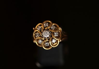 18K (750/°°) yellow gold wire-set ring with...