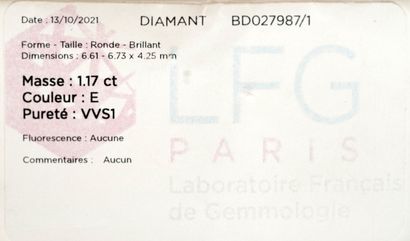 DIAMOND brilliant cut, under seal, for 1.17ct,...