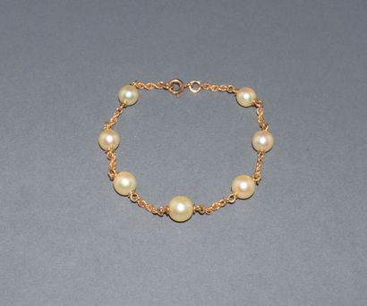 BRACELET in 18K (750 /°°) yellow gold rope...