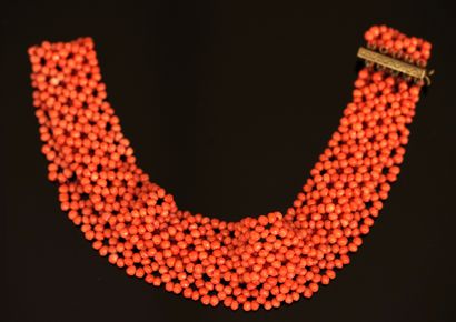 DELICAT DOG NECKLACE in orange coral with...