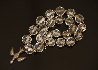 DOG NECKLACE with round faceted crystal beads...