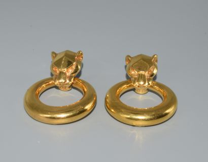 PAIR OF EARPENDANTS in 18K (750/°°) yellow...