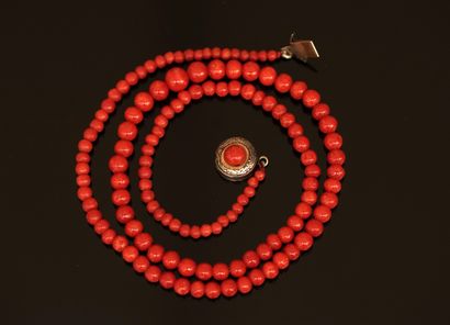 COLLAR in red coral with round to almost...