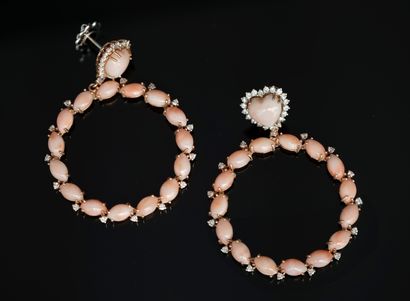 PAIR OF EARRINGS in 18K (750/°°) rose and...
