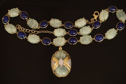 925/°° GOLDEN SILVER NECKLACE featuring engraved...
