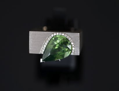 RING in brushed silver min 800/°° set with...