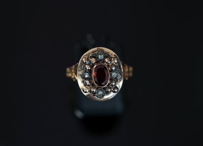 Antique 18K (750/°°) yellow gold and silver...