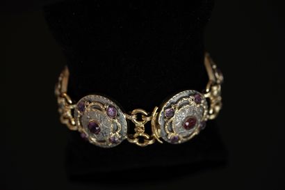 Antique articulated BRACELET in silver-plated...